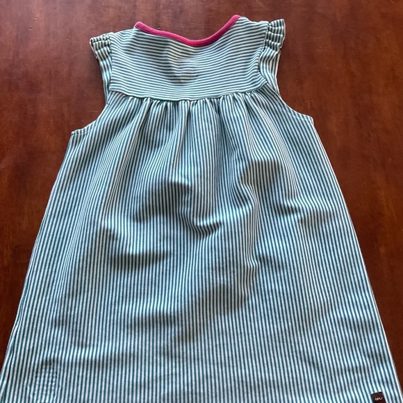 EUC Light Green Striped Tea Collection Shirt w/ Flutter Cap Sleeves & Pink Trim - Picture 4 of 6